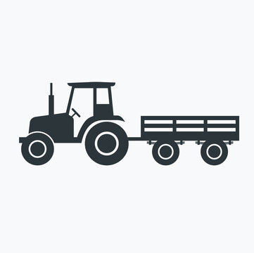 tractor and trailers illustration, vector art.