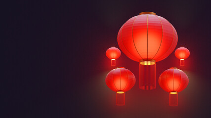 Mid autumn landing page template with lantern 3d rendering © Samlakodad