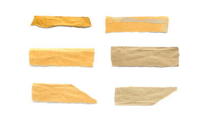 Collection of Recycled paper,crumpled paper,unfolded piece paper on white background