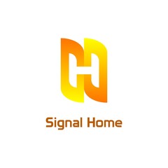 technology theme logo with a combination of Letter H with Leaf Objects. Minimalist and modern design
