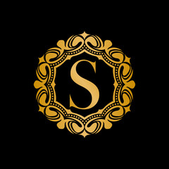 logo gold luxury letter S