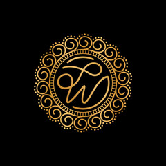 logo gold luxury letter W