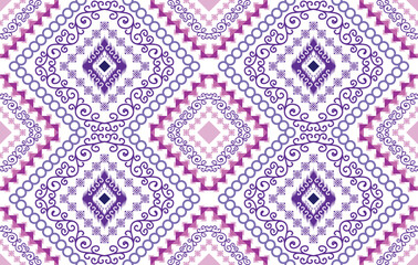 Ikat geometric Indian ethnic pattern design for background, fabric, clothing, wrapping, textile, texture, decoration, wallpaper, native, boho, mandala,  traditional embroidery vector background 