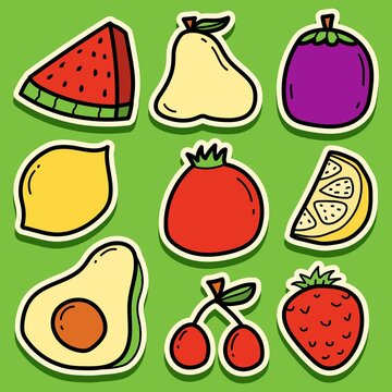 hand drawn cartoon fruit kawaii doodle sticker design