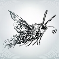 Obraz premium Night moth in floral ornament