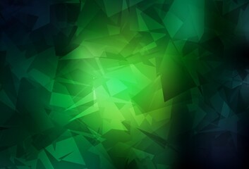 Fototapeta premium Dark Green vector template with chaotic poly shapes.