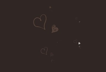 Light Brown vector background with Shining hearts.