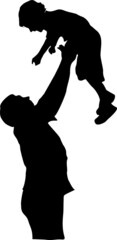 Hand drawing - Father's day, father and son silhouette