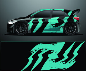 Rally car decal graphic wrap vector, abstract background