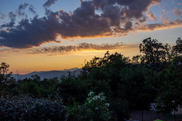 sunset on the hills above the French Riviera in summer