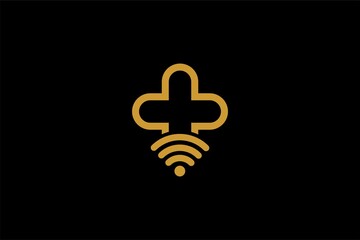 Doctor online virtual services logo design vector. Consultation to doctors via digital remote illustration symbol. Telemedicine service vector logo.