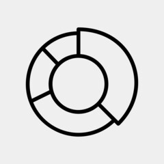 Pie chart icon vector illustration in line style for any projects