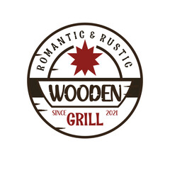 Wood nuanced logo for traditional cuisine or nature nuanced cuisine. Vintage Retro Rustic Grill and Barbecue Label Stamp Logo design vector.