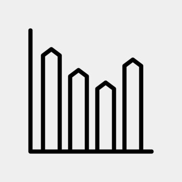 Bar chart icon vector illustration in line style for any projects