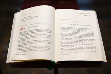 View of an open bible inside of St Joseph church Florence