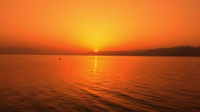 Sunset at Greek Island of Evia, drone video, Location Kavos