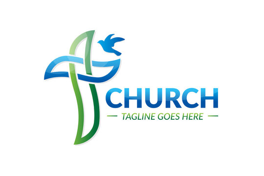 Christian Church Logo Design with Cross and Pigeon