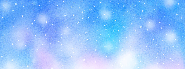 Obraz premium 水彩で描いた抽象的幻想的な背景 ブルーグラデーション