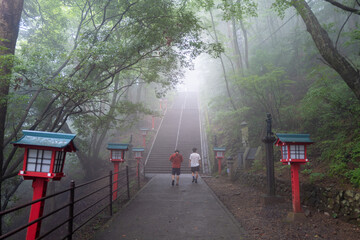 東京都八王子市の高尾山を登山している風景 Scenery of climbing Mt. Takao in Hachioji City, Tokyo.