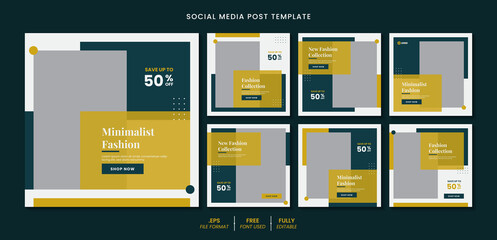 Square social media post or web banner template design concept