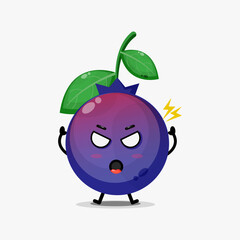 cute blueberry character is angry