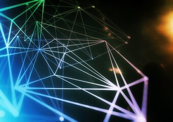 コンピュータネットワークの概念で連結された光の線