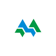 letter m mountain water source symbol vector