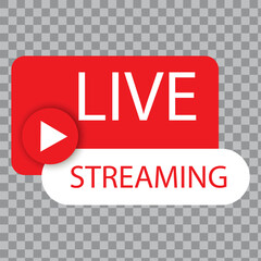 Live streaming Button, icon, emblem label. Vector illustration. Stock image.