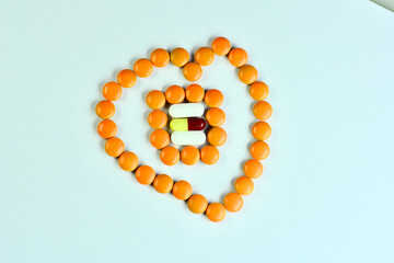 colorful pills on a white