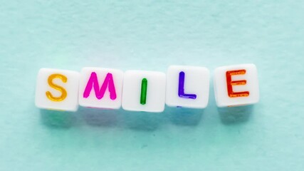 smile word happy message gif cubes letters blue - Powered by Adobe