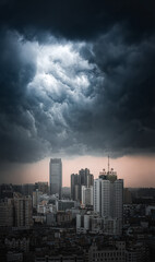 Fototapeta premium city skyline with cloud