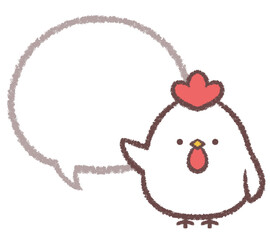 案内するニワトリと線画フキダシ