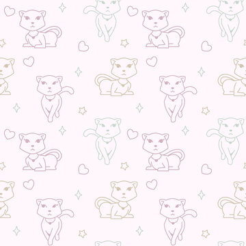 Beautiful Cat Seamless Pattern Texture Background Wrapping Ornament