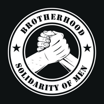 Brotherhood logo ,Vintage style ,Monochrome color ,with outline
