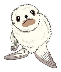 Fur Seal Cute Adorable Fun Hand Drawn Baby Animal Isolated On White