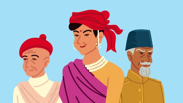 indian culture people characters group