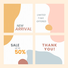 Colorful Memphis sale template set vector