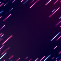 Neon abstract frame on a dark purple background vector