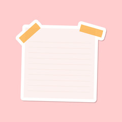 Pink lined notepaper journal sticker vector