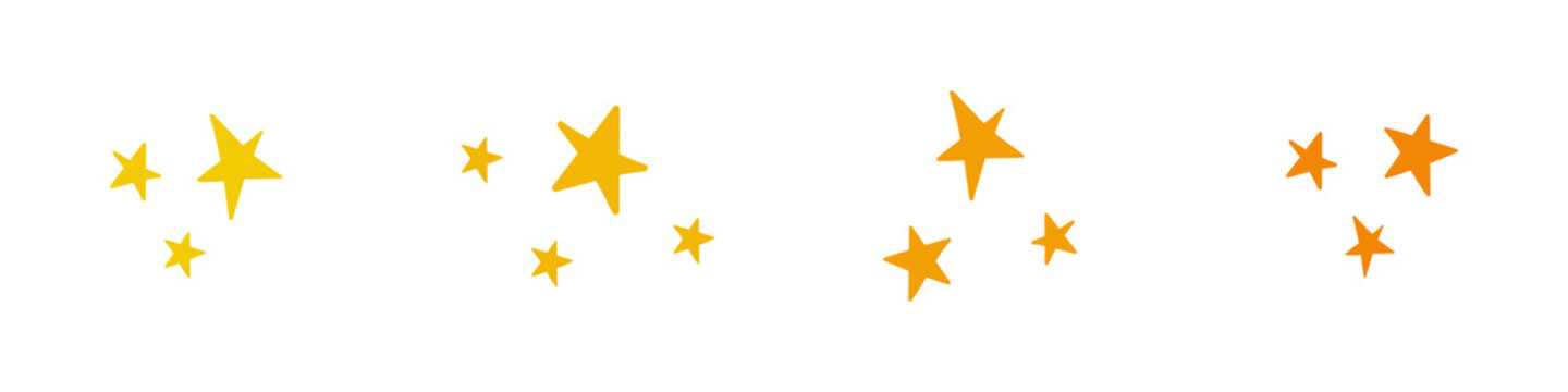Conjunto de estrellas amarillo. Ilustración vectorial