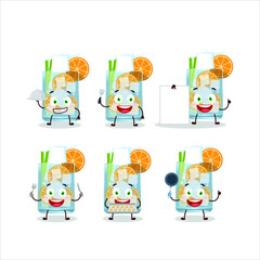 Cartoon character of caipirinha with various chef emoticons. Vector illustration