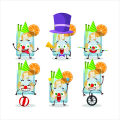 Cartoon character of caipirinha with various circus shows. Vector illustration