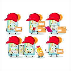Cartoon character design of caipirinha working as a courier. Vector illustration