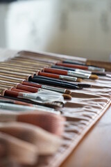a row of brushes