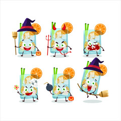 Halloween expression emoticons with cartoon character of caipirinha. Vector illustration