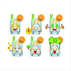 Caipirinha cartoon character with cute emoticon bring money. Vector illustration