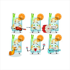 Fototapeta premium Cartoon character of caipirinha playing some musical instruments. Vector illustration
