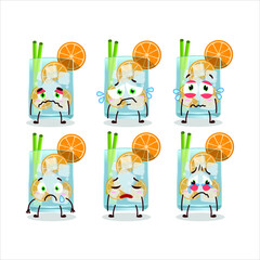 Fototapeta premium Caipirinha cartoon in character with sad expression. Vector illustration