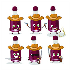 Cool cowboy ginjiha bottle cartoon character with a cute hat. Vector illustration