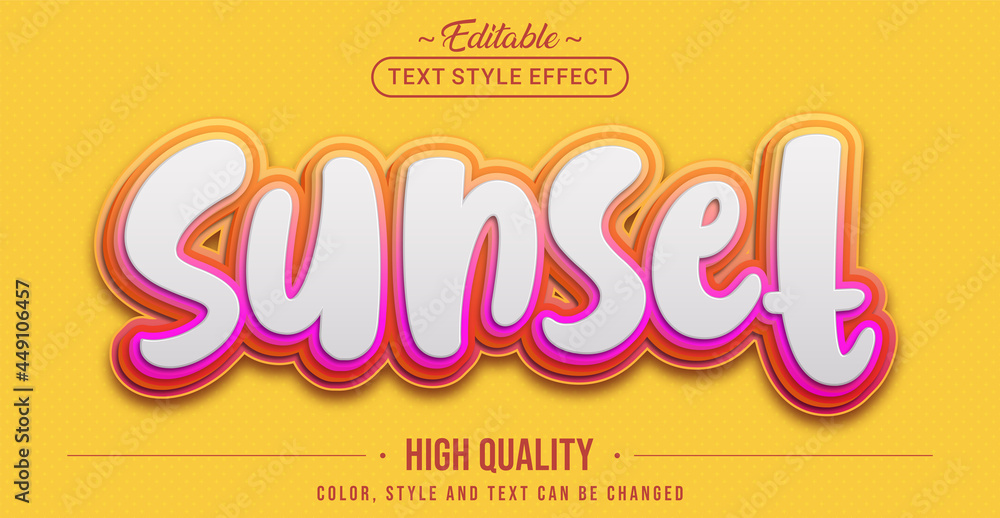 Poster Editable text style effect - Sunset text style theme.